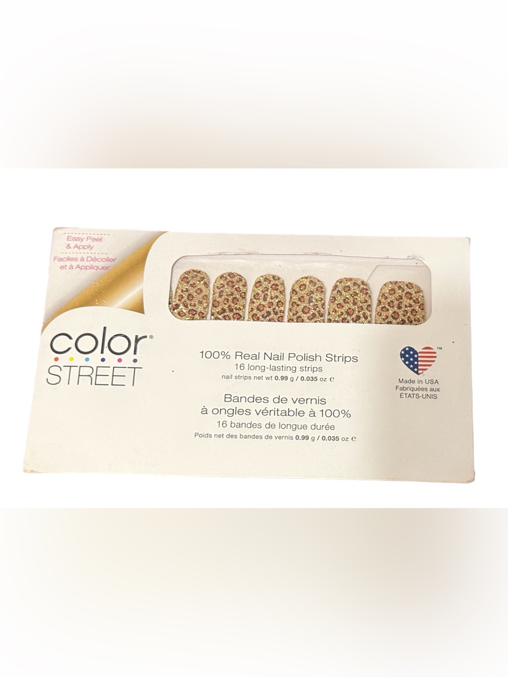 Color Street “Safari Chic” Glitter Leopard Nail Strips Retired Gold Animal Print - Picture 2 of 4